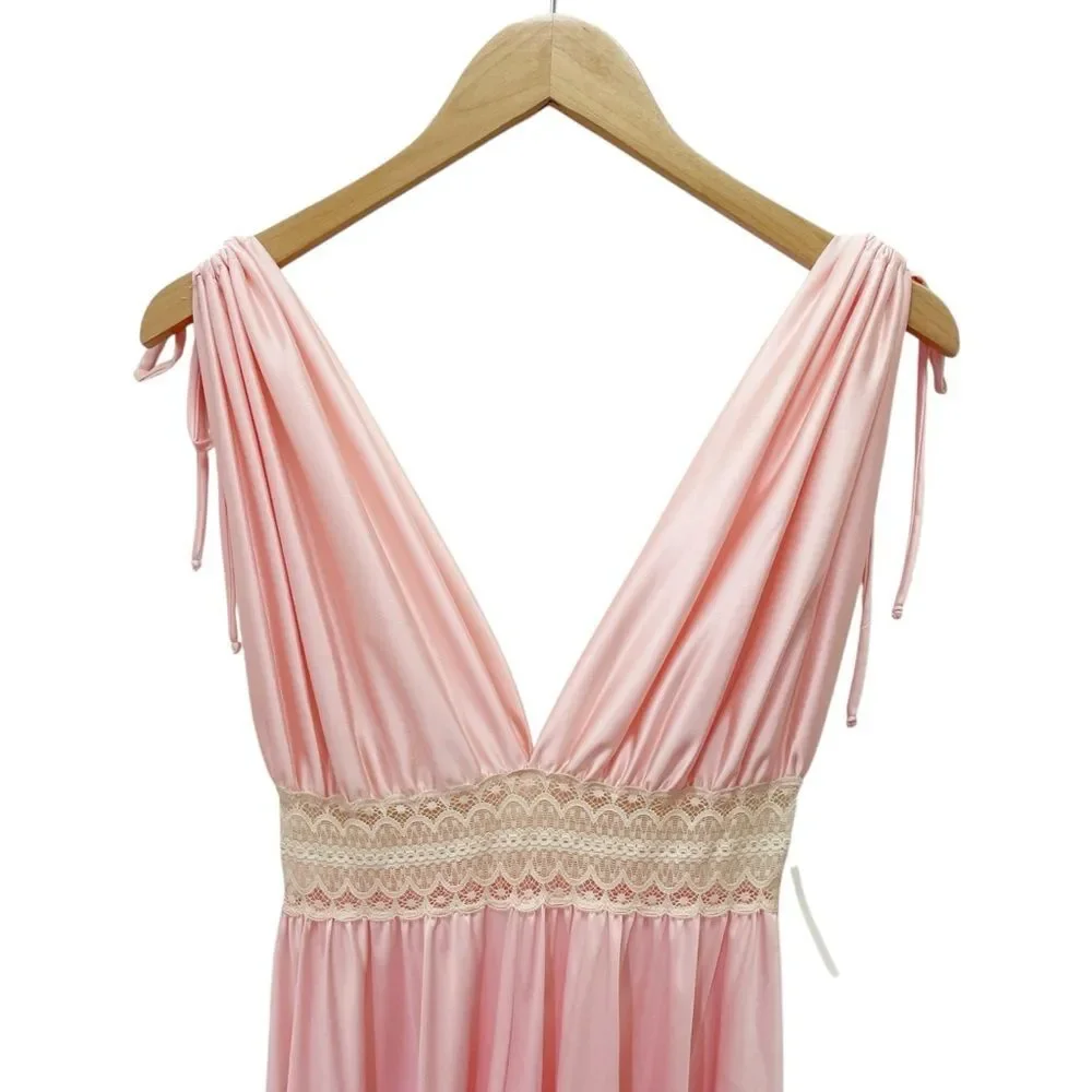 Vintage Ter-She Pink Nylon Lace Empire Maxi Nightgown 1680 Small 1970s NWT NEW - Picture 8 of 12
